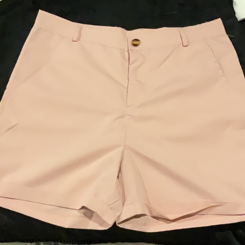 Pink Bermuda Shorts with Tailored Fit and Flat Front